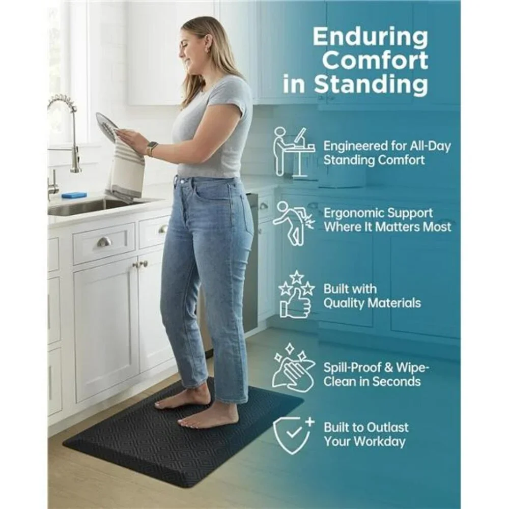 Ophanie Anti Fatigue Kitchen Mat 20x32 Thick Cushioned Waterproof Floor Rug